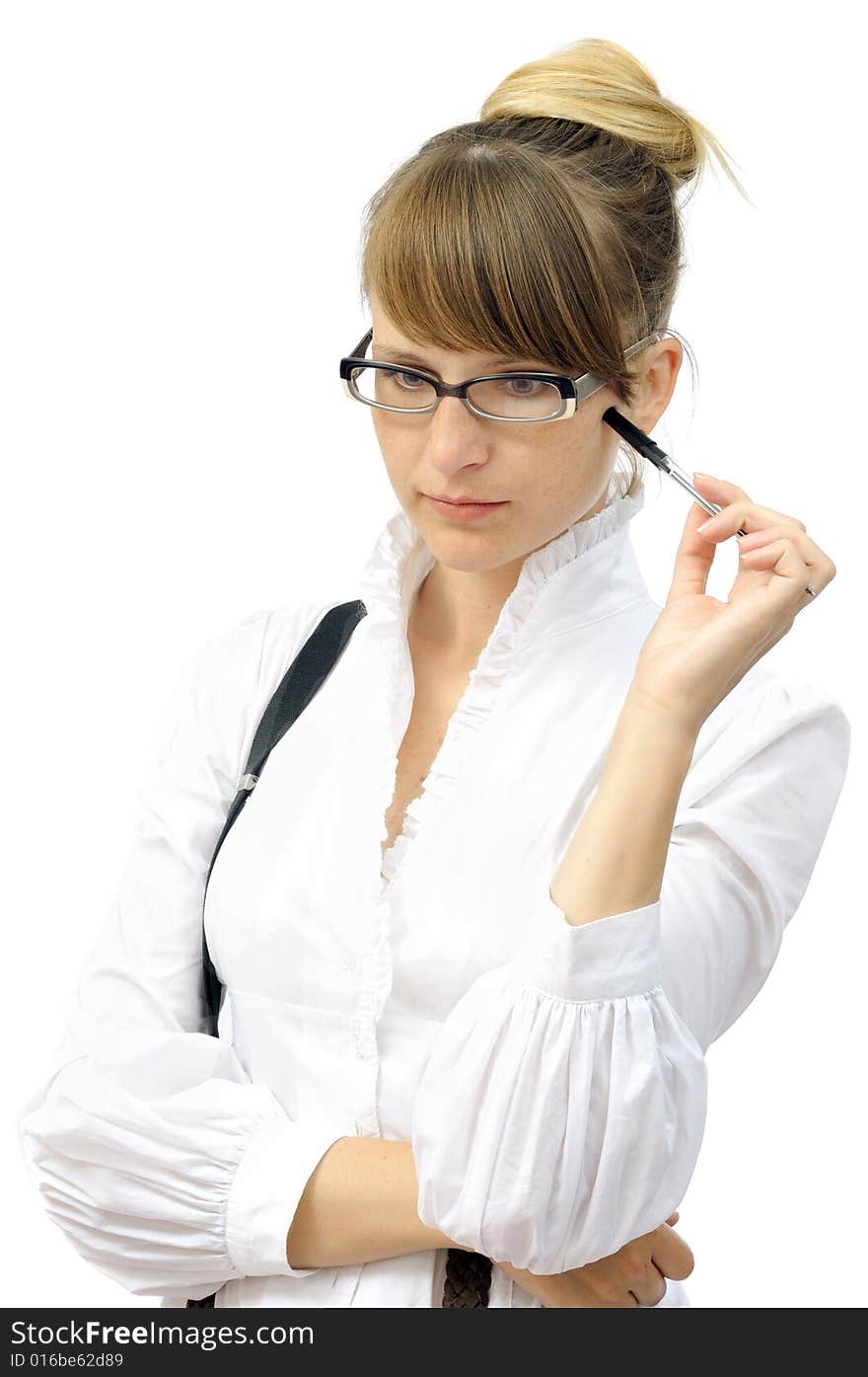 Thoughtful young businesswoman