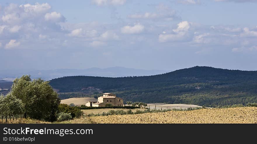 Tuscan landscape Valle d'Orcia, italy, isolated farm. Tuscan landscape Valle d'Orcia, italy, isolated farm