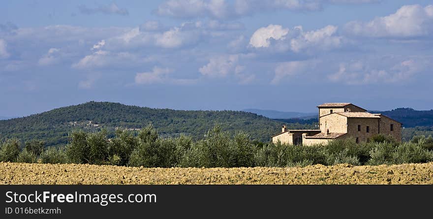 Tuscan landscape Valle d'Orcia, italy, isolated farm. Tuscan landscape Valle d'Orcia, italy, isolated farm