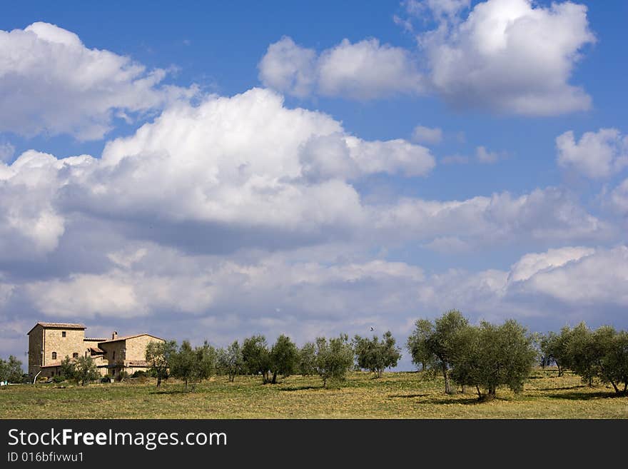 Tuscan landscape Valle d'Orcia, italy, isolated farm. Tuscan landscape Valle d'Orcia, italy, isolated farm