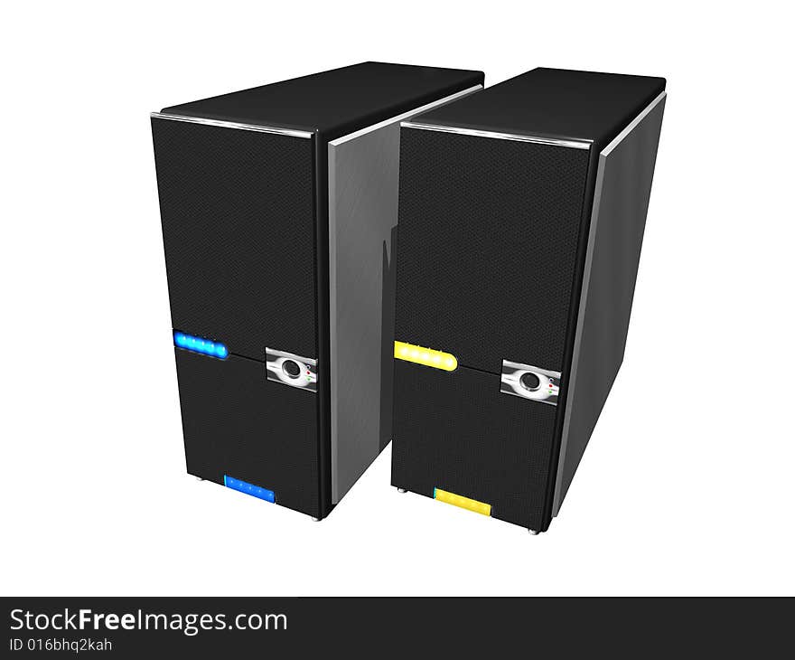 Black tower computer cases with yellow and blue led. Black tower computer cases with yellow and blue led