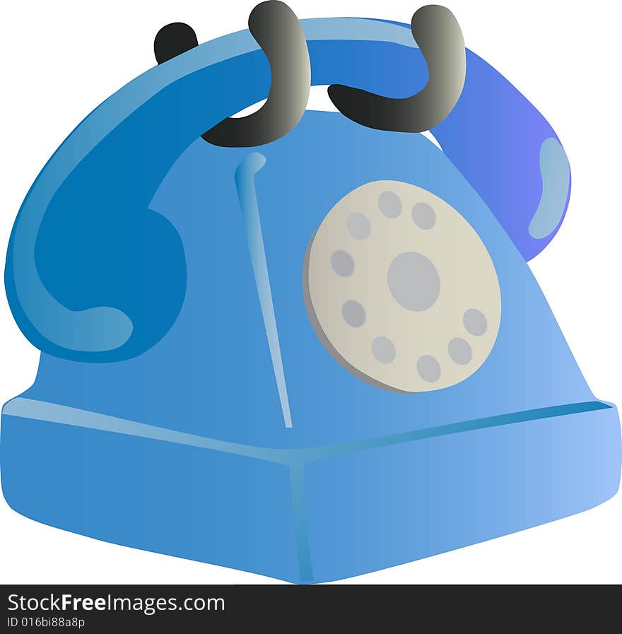 Phone blue retro isolated with white background