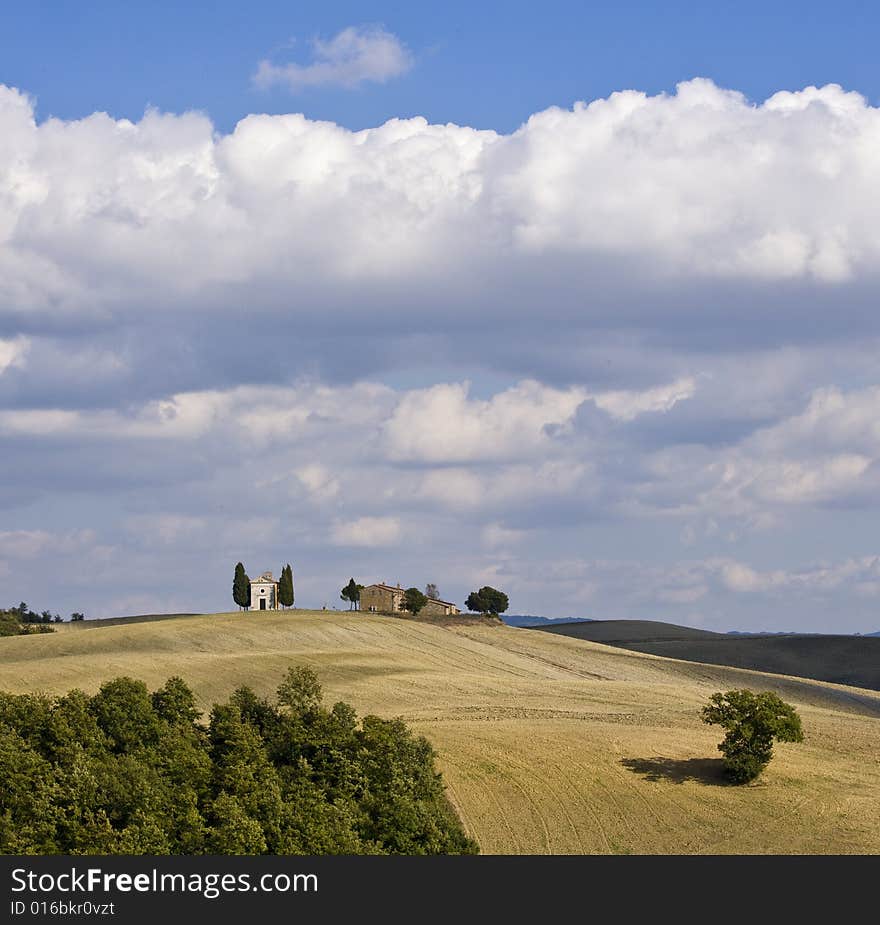 Tuscan landscape Valle d'Orcia, italy, isolated farm. Tuscan landscape Valle d'Orcia, italy, isolated farm