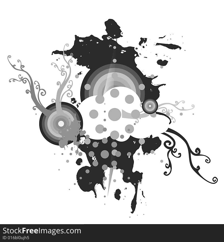 Black and white Design With Clouds and Lighting Illustration Vector. Black and white Design With Clouds and Lighting Illustration Vector