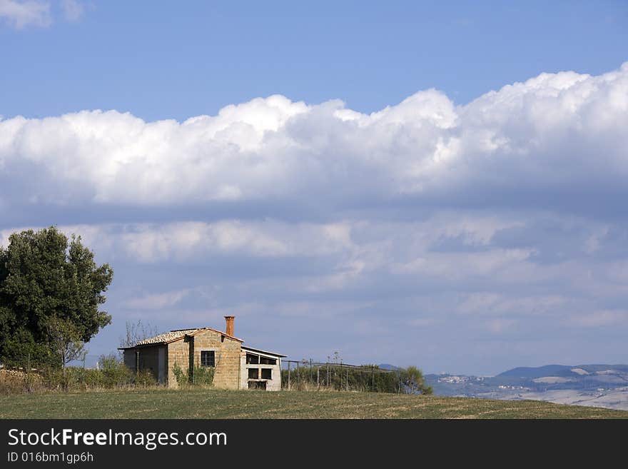 Tuscan landscape Valle d'Orcia, italy, isolated farm. Tuscan landscape Valle d'Orcia, italy, isolated farm