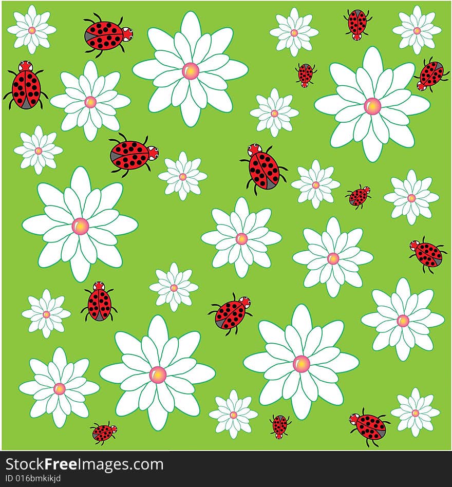 Ladybug with flowers pattern