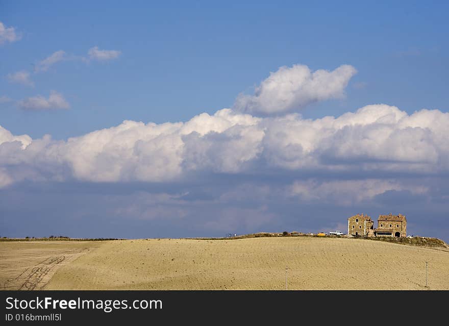 Tuscan Landscape, isolated farm