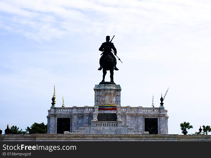 Man riding horse for war scuplture in thailand monument. Man riding horse for war scuplture in thailand monument