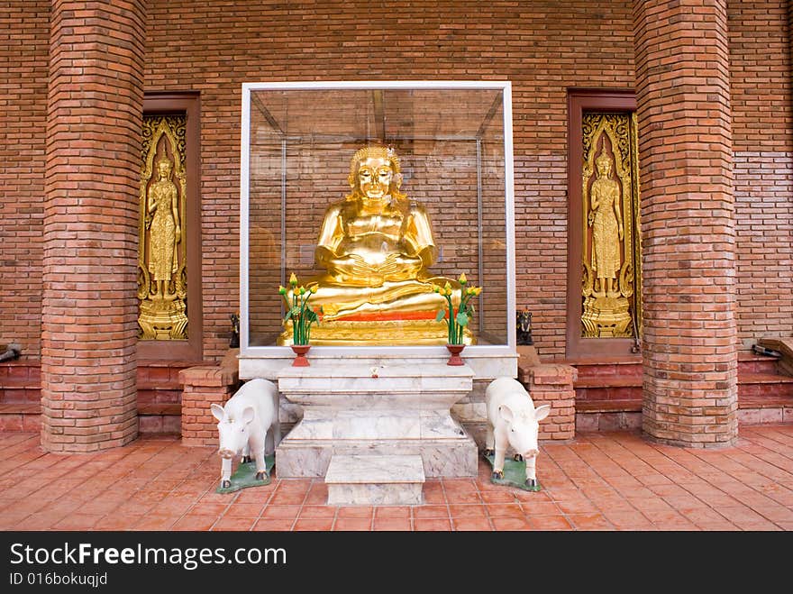 Thailand Religious buddha sculpture covered with golden cloth. Thailand Religious buddha sculpture covered with golden cloth