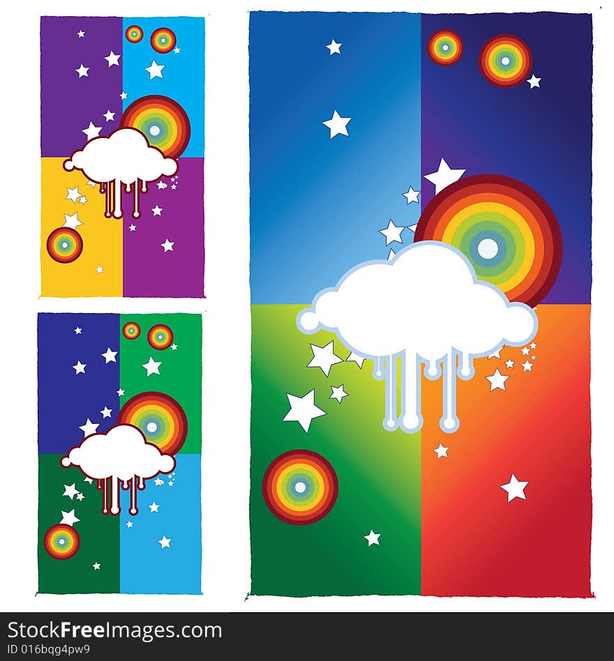 Colorful Design Vector Rainbow Clouds