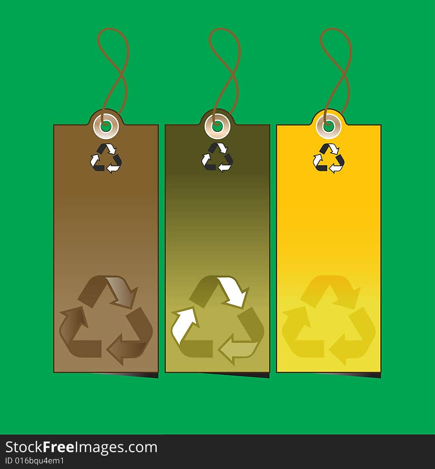 Set of 3 sale tags with recycling   illustration