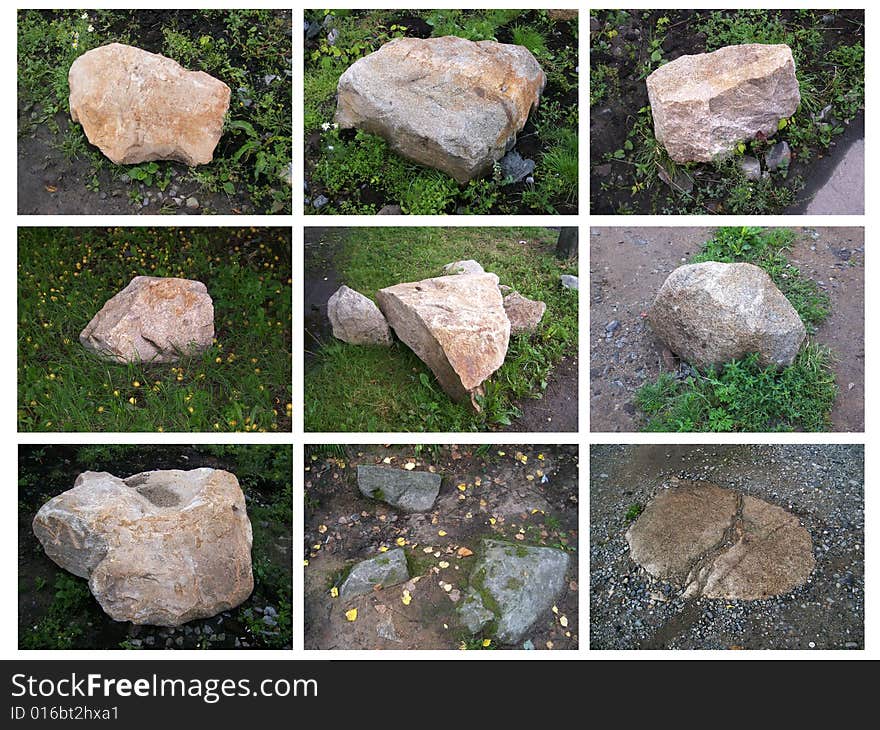 Set of the various stones lying in a grass. Set of the various stones lying in a grass.