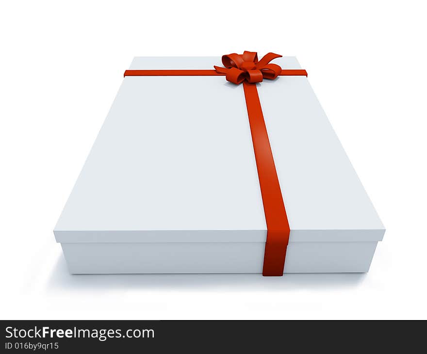 Big present box on white background