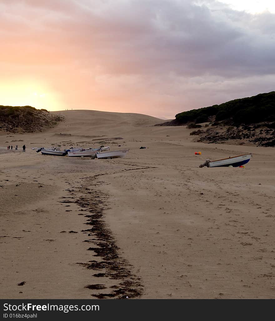 Sunset over beach in Spain