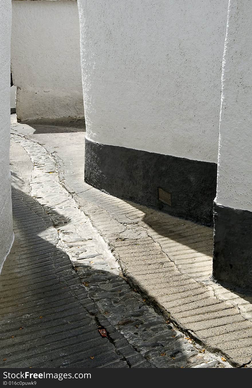 Abstract designed walls in village in spain