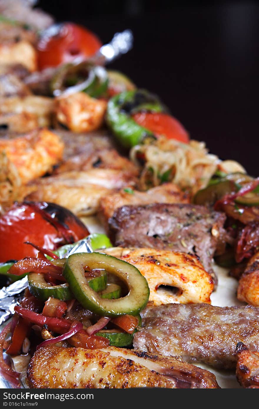 Sish kebab over black background. Sish kebab over black background