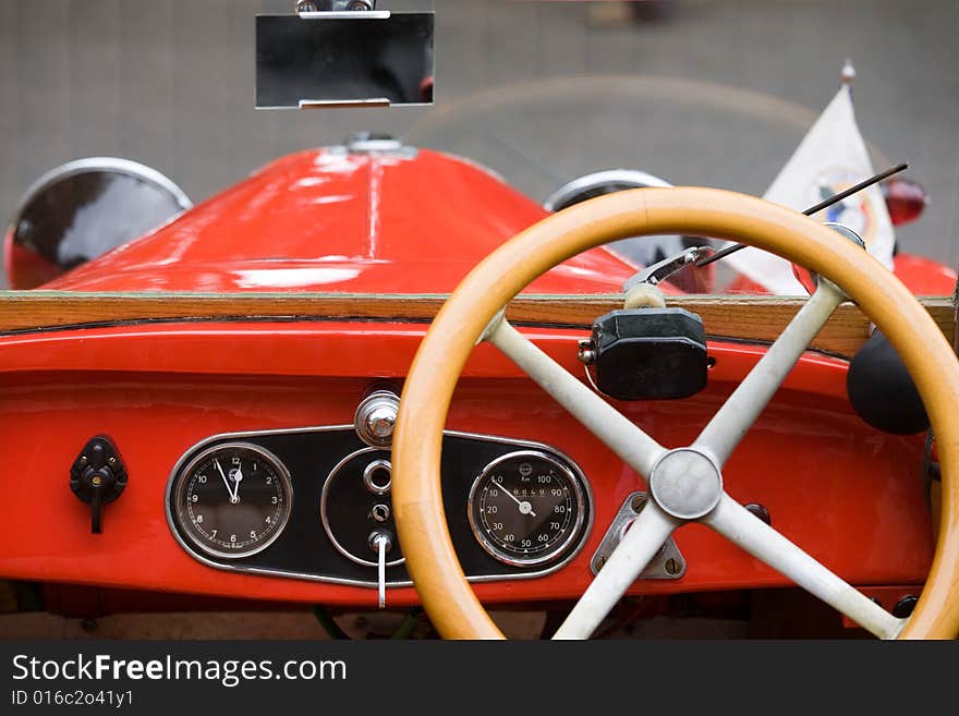 Czech veteran car Aero - view from cockpit.