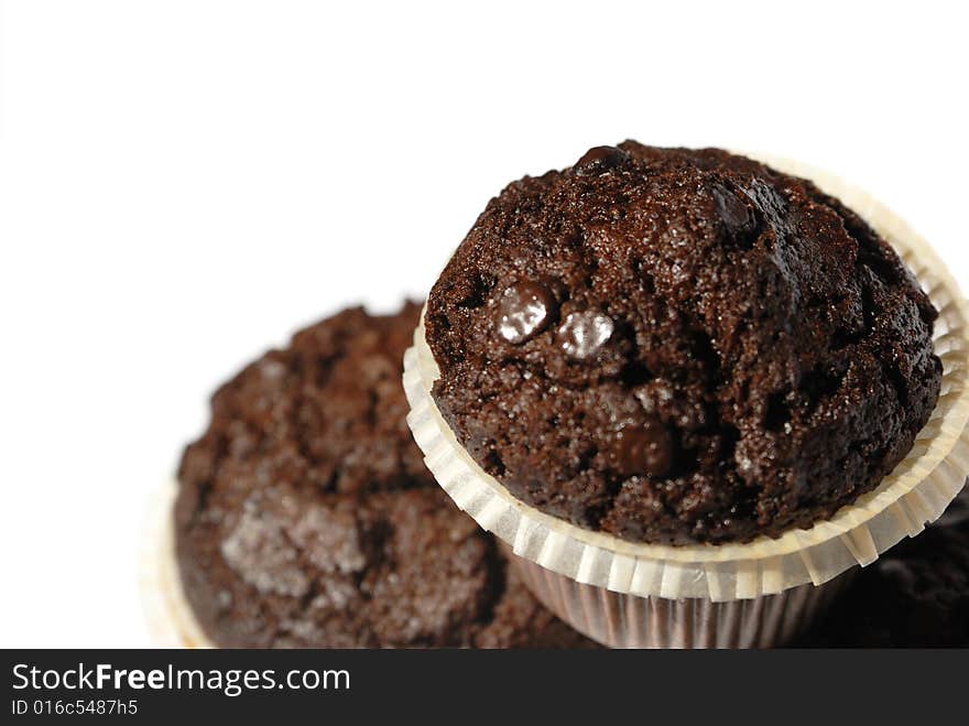 Muffins on a white background