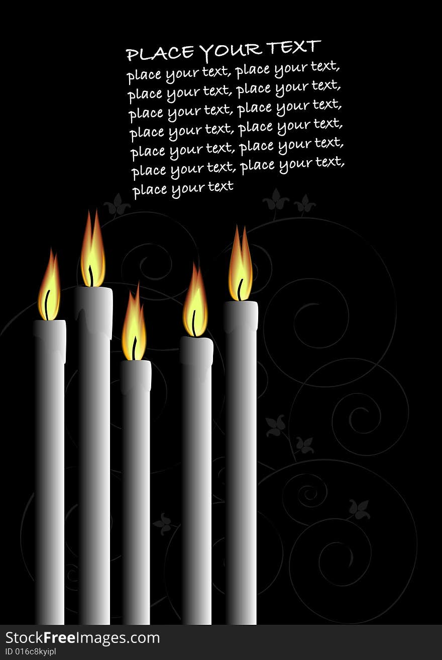 Candles on the black background