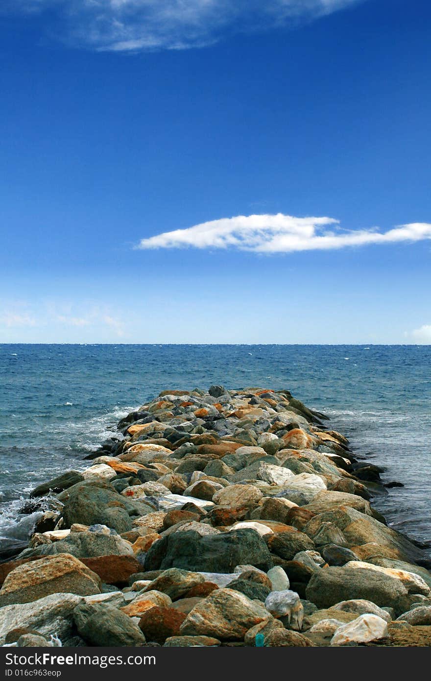 A beautiful seascape background with the sea and the blue sky. A beautiful seascape background with the sea and the blue sky