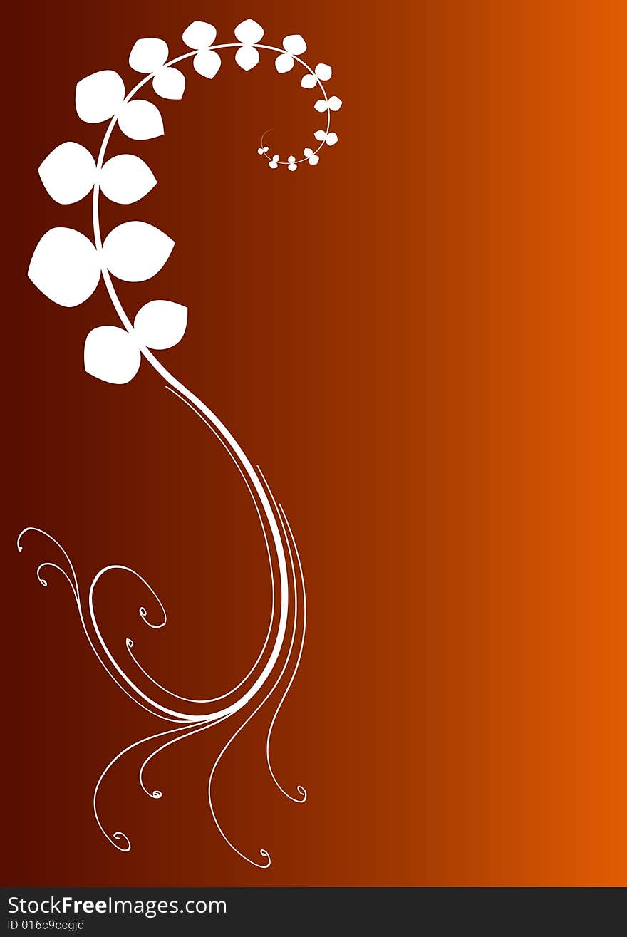 A floral design in a saffron background. A floral design in a saffron background