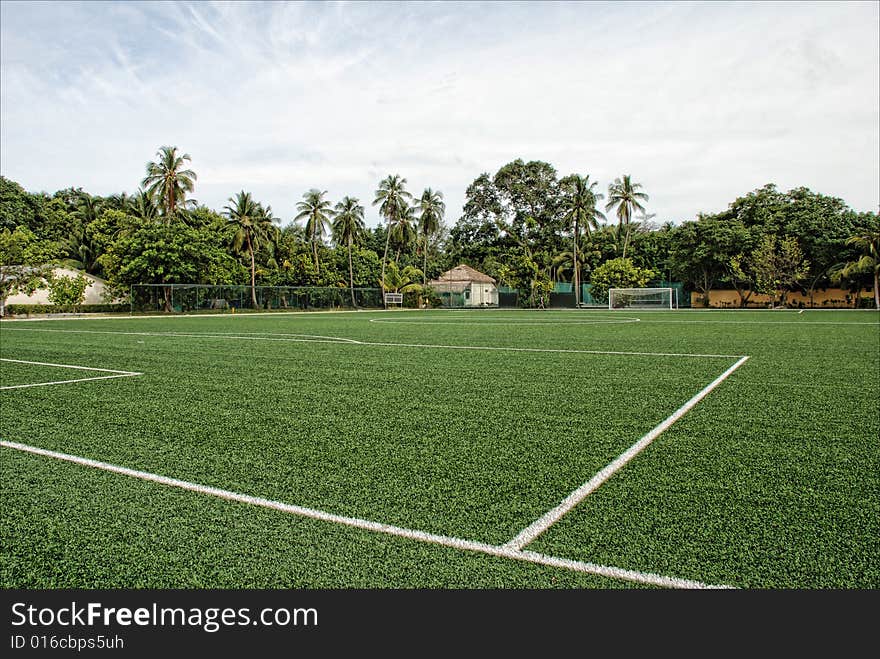 The football surface in the center of Meeru Island. The football surface in the center of Meeru Island.