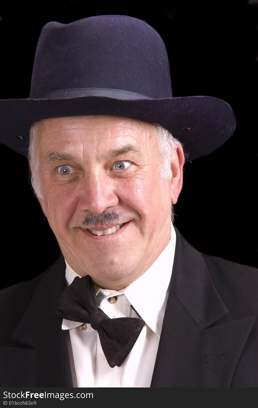 Old guy as Charlie Chaplin for halloween