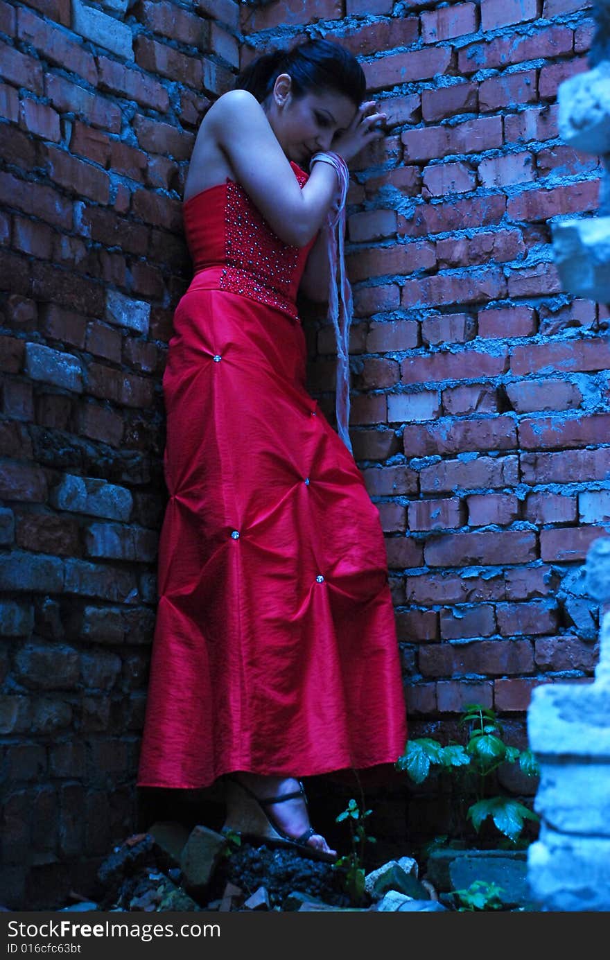 The girl in a red dress