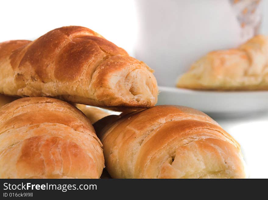 Breakfast with pastry and tea. Breakfast with pastry and tea