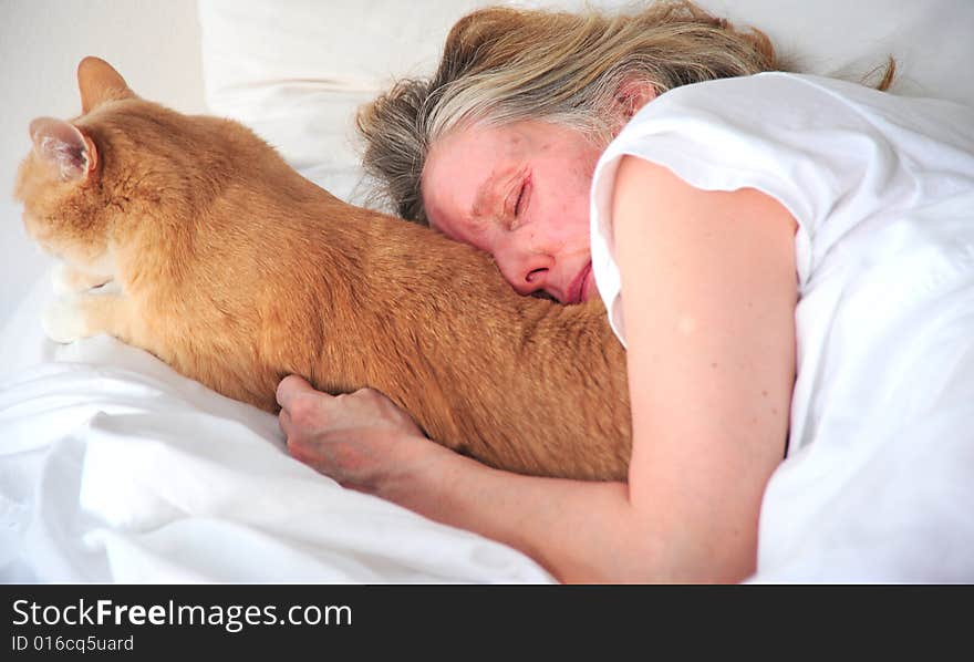 Woman and her cat