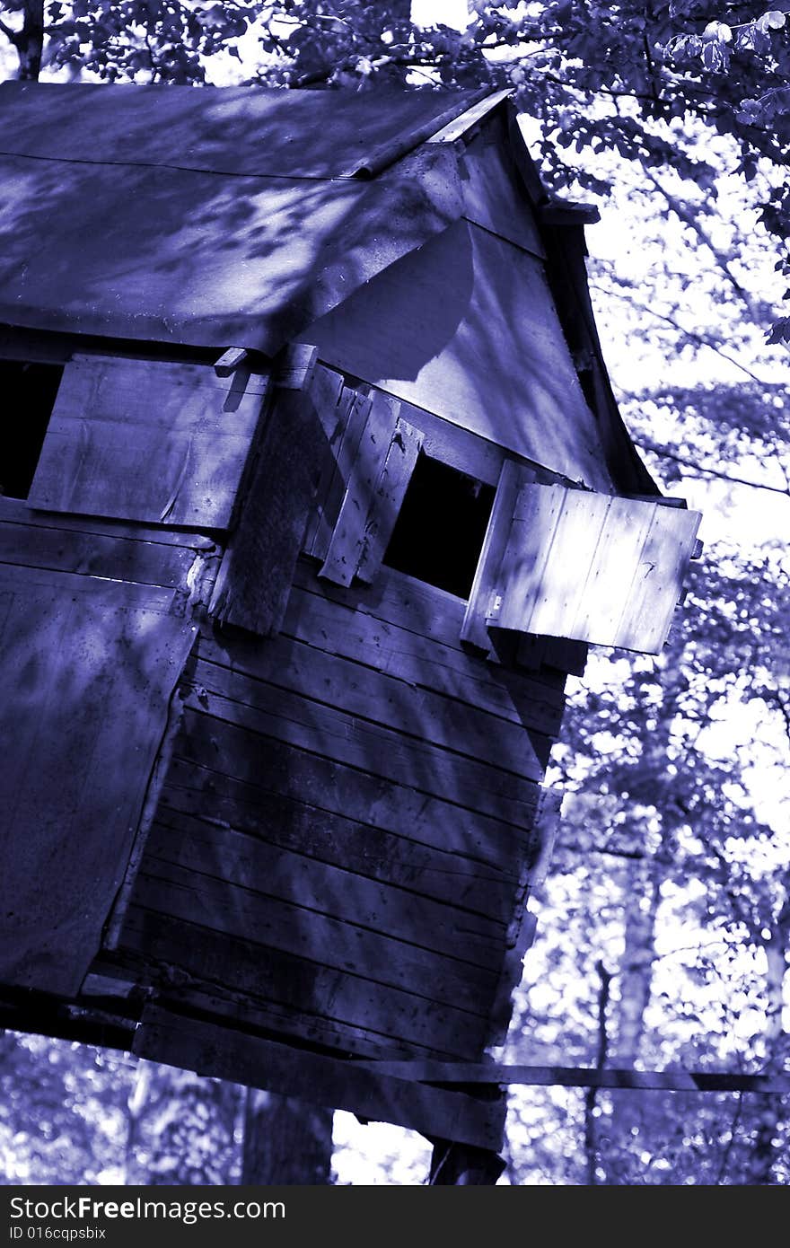 Night scenes - haunted house outside in the wood. Night scenes - haunted house outside in the wood