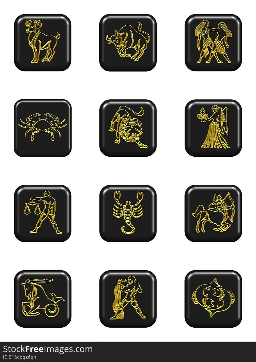 Set buttons signs of the zodiac. Set buttons signs of the zodiac