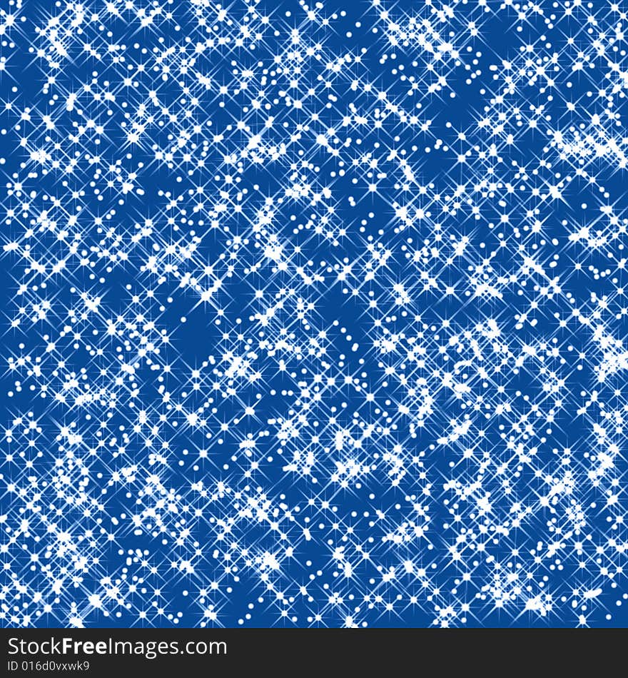 Christmas blue background illustration with shiny stars