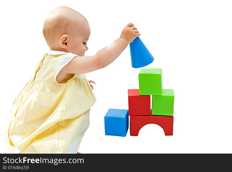 Little Baby Girl Playing With Her Toys