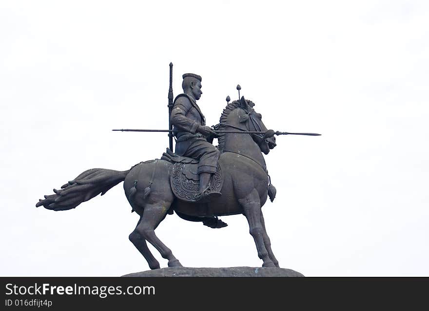 Man riding horse for war scuplture in thailand monument. Man riding horse for war scuplture in thailand monument