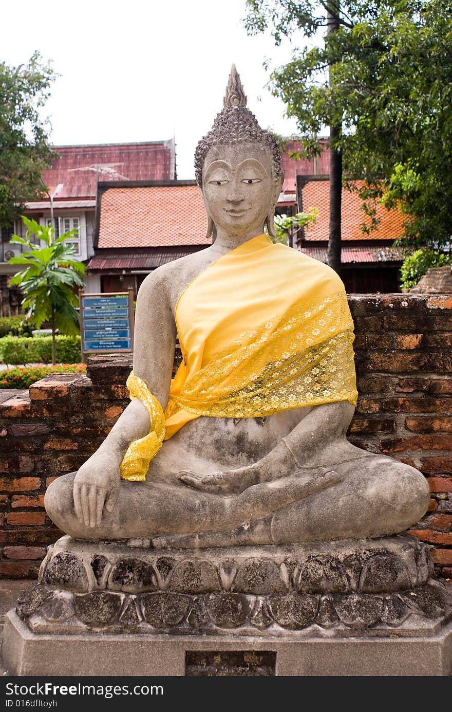 Thailand Religious buddha sculpture covered with golden cloth. Thailand Religious buddha sculpture covered with golden cloth