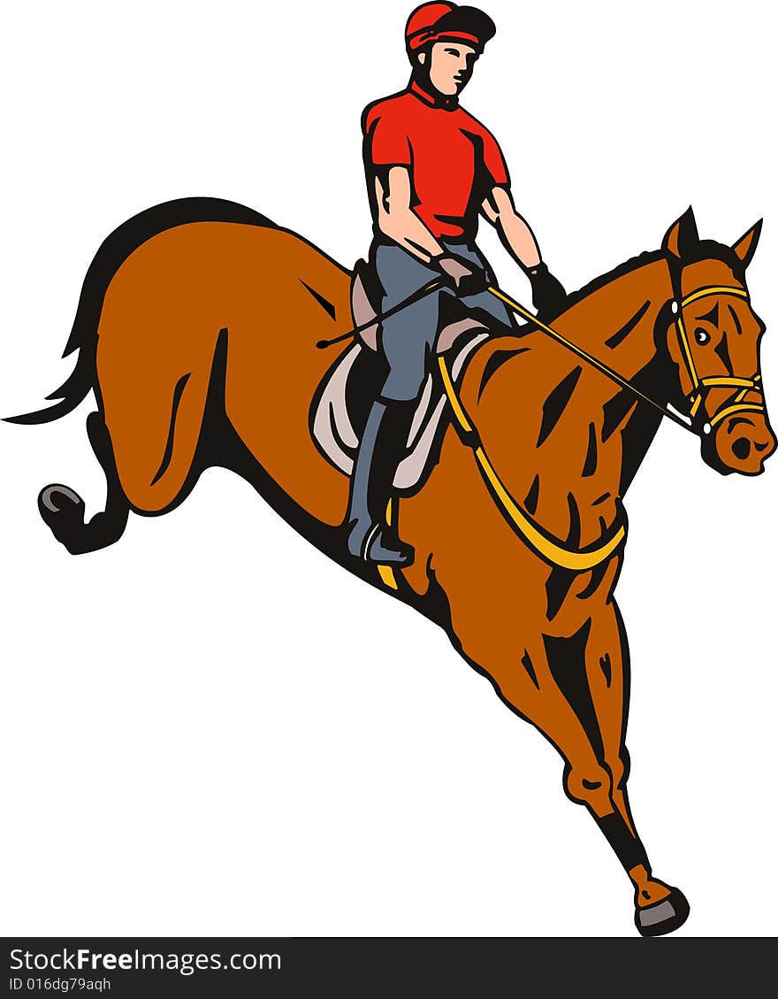 Vector art of an Equestrian and horse jumping