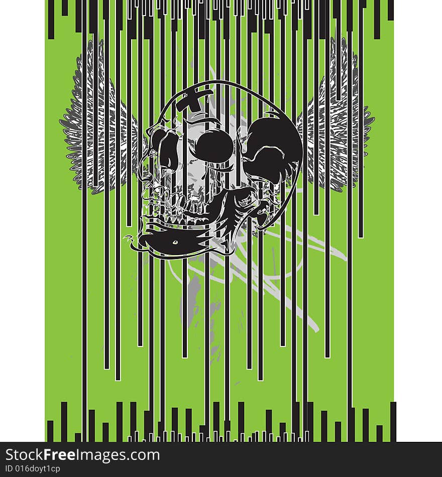 Skull design  illustration with green background