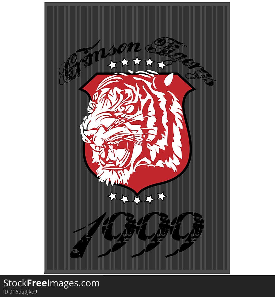 Tiger Shirt Design Vector with tiger and red background