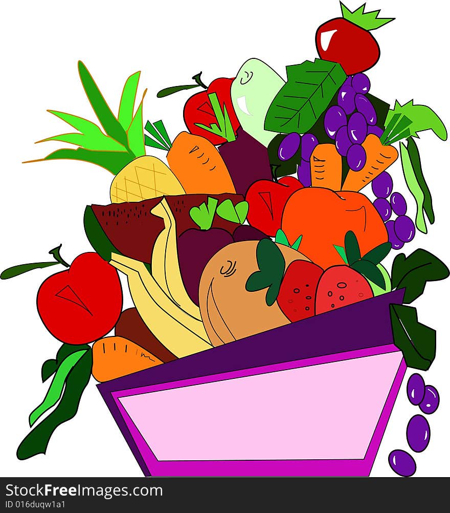 Illustration of veggetables and fruits. Illustration of veggetables and fruits