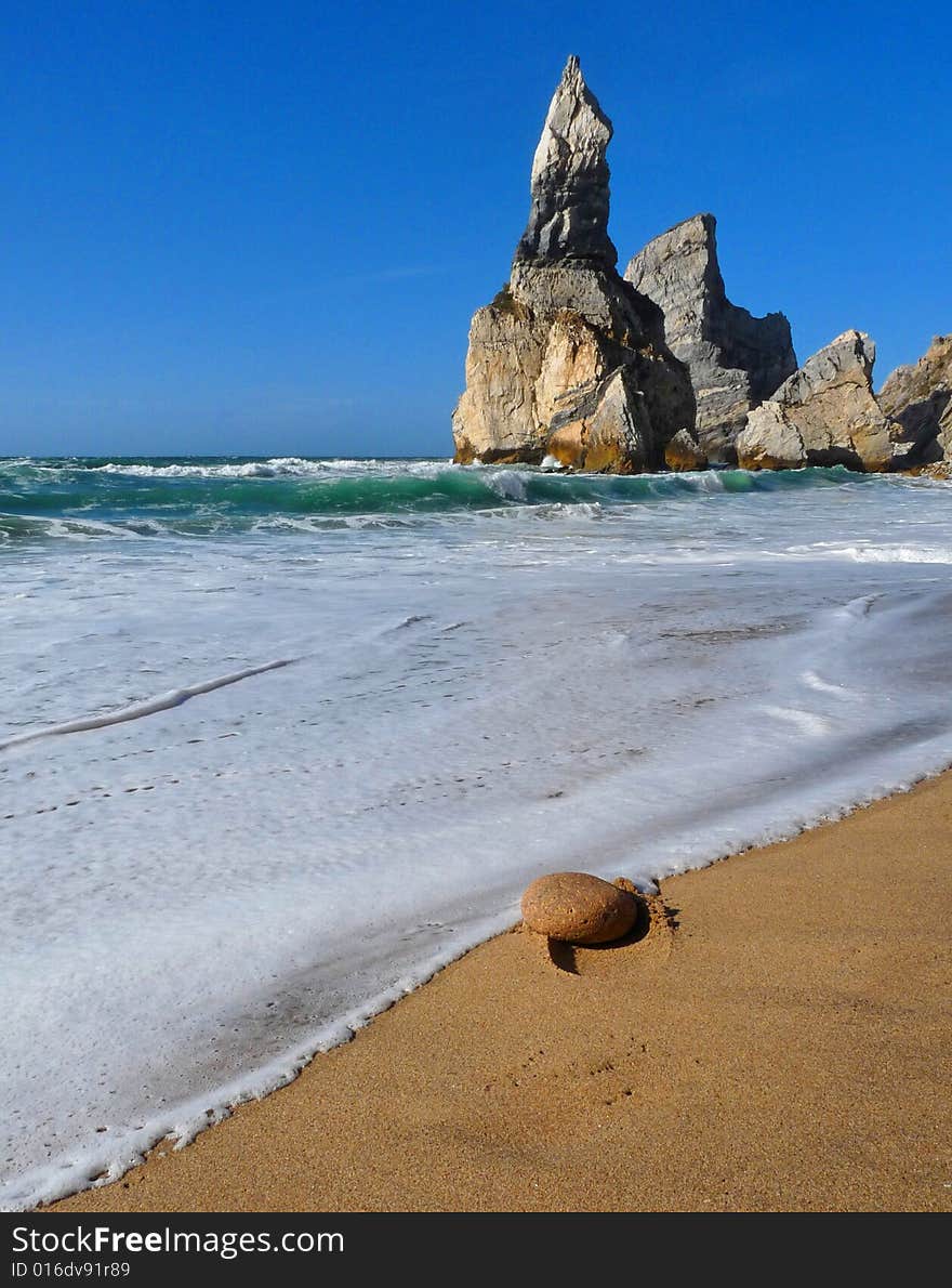 A shore view of secret beach in Portugal. A shore view of secret beach in Portugal