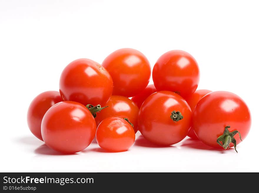 Red tomato on a white background