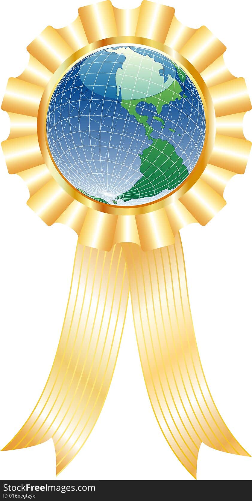 Vector blue globe with ribbon