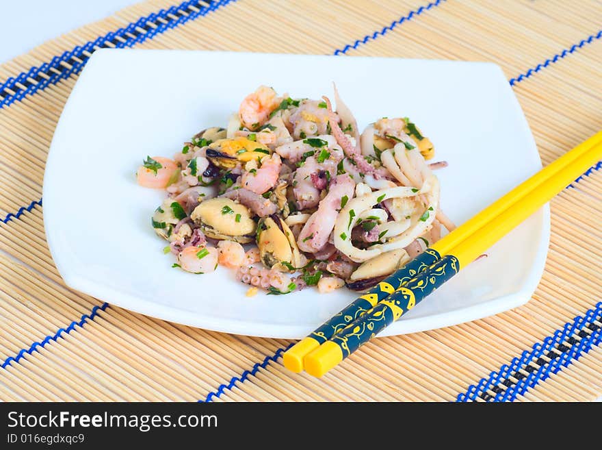 Appetizer of seafood in the Chinese or Japanese style