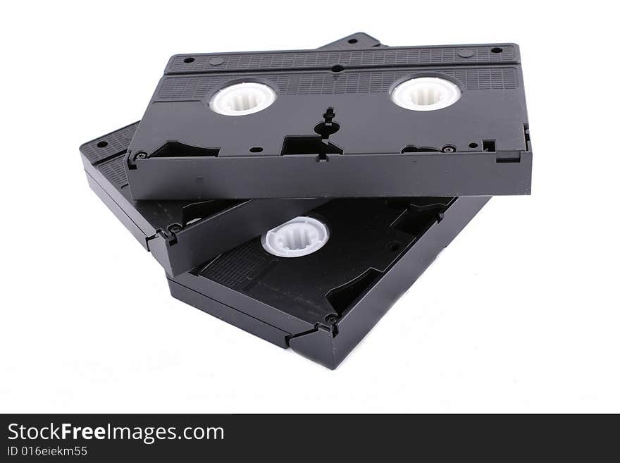 Vhs tape casette white background old technology. Vhs tape casette white background old technology