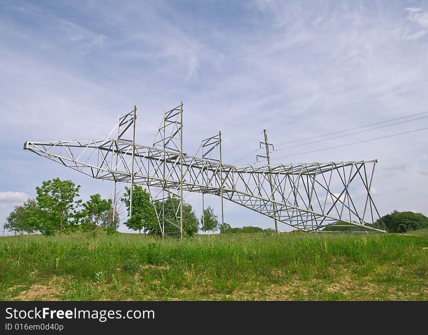 A power transmission pole ready to be mounted. A power transmission pole ready to be mounted