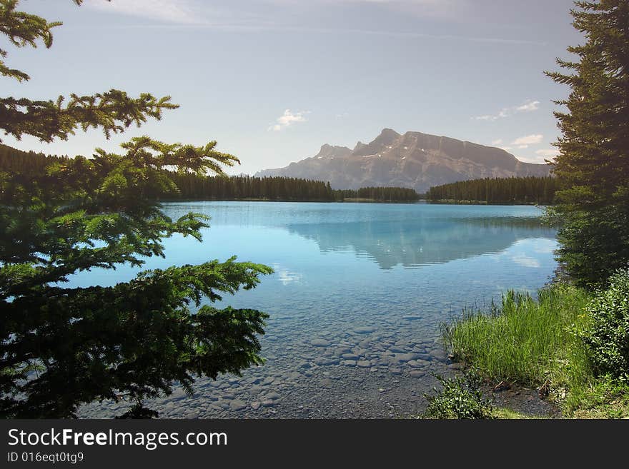 Lonely lake and mountains