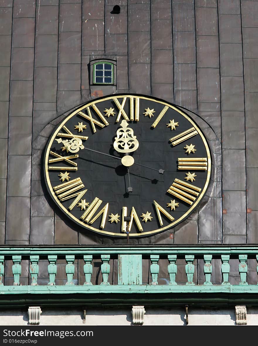 Tower clock of the  famous Dome Cathedral (Old town, Riga, Latvia). Tower clock of the  famous Dome Cathedral (Old town, Riga, Latvia)