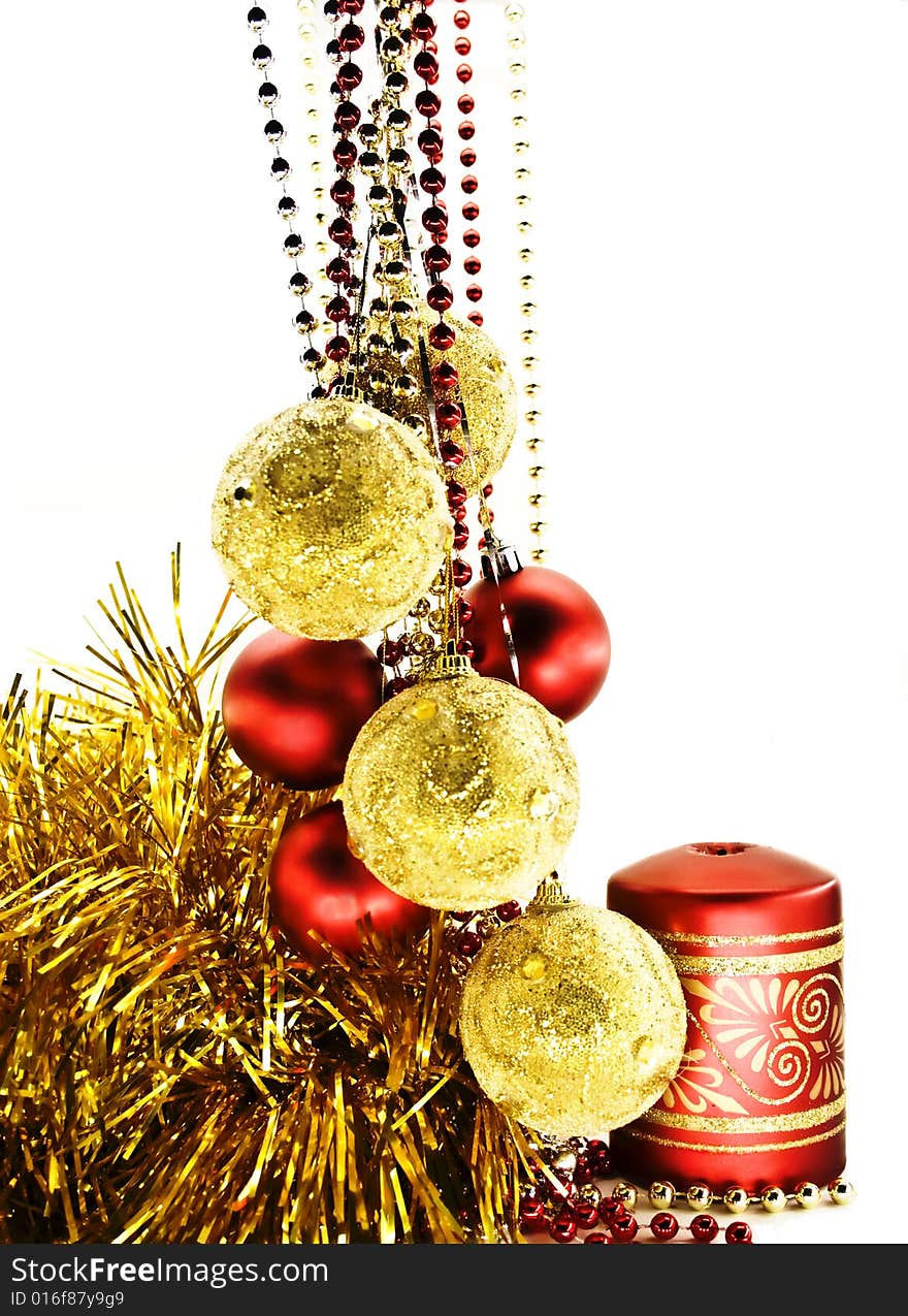 Christmas-tree decorations isolated on a white background