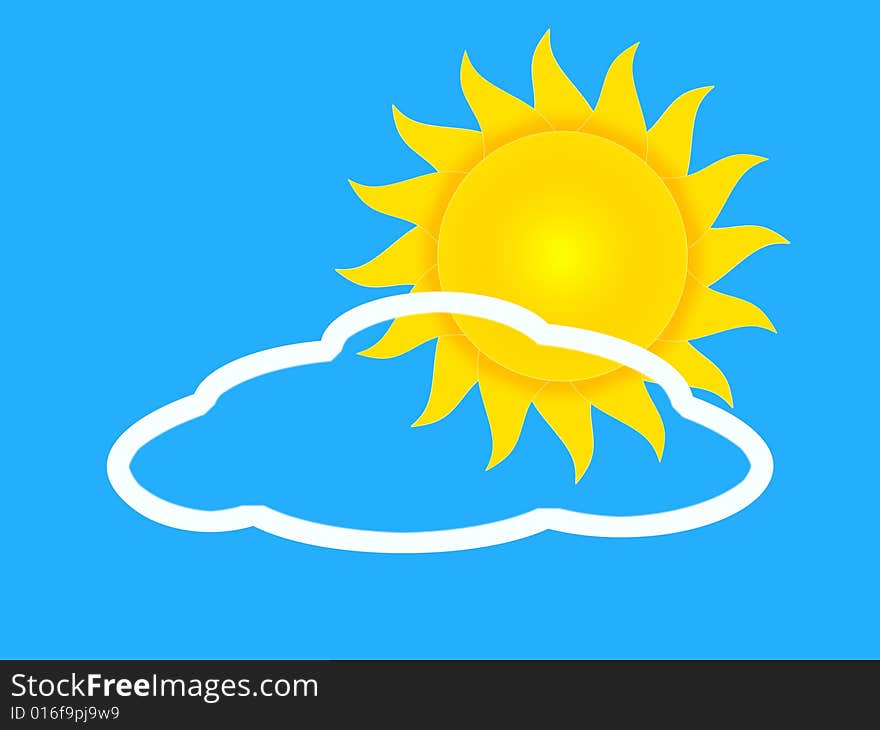 Sun and cloud on a background of the blue sky